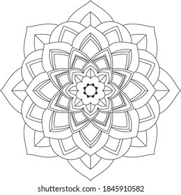 Easy Mandala coloring book simple and basic for beginners, seniors and children. Set of Mehndi flower pattern for Henna drawing and tattoo. Decoration in ethnic oriental, Indian style.