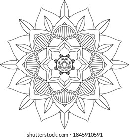 Easy Mandala coloring book simple and basic for beginners, seniors and children. Set of Mehndi flower pattern for Henna drawing and tattoo. Decoration in ethnic oriental, Indian style.