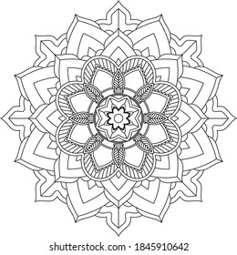 Easy Mandala coloring book simple and basic for beginners, seniors and children. Set of Mehndi flower pattern for Henna drawing and tattoo. Decoration in ethnic oriental, Indian style.