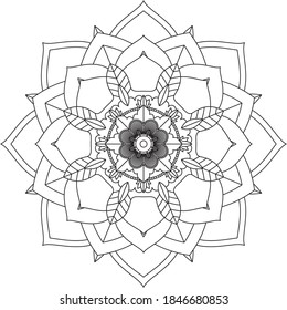 Easy Mandala coloring book simple and basic for beginners, seniors and children. Set of Mehndi flower pattern for Henna drawing and tattoo. Decoration in ethnic oriental, Indian style.