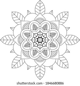 Easy Mandala coloring book simple and basic for beginners, seniors and children. Set of Mehndi flower pattern for Henna drawing and tattoo. Decoration in ethnic oriental, Indian style.