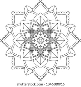 Easy Mandala coloring book simple and basic for beginners, seniors and children. Set of Mehndi flower pattern for Henna drawing and tattoo. Decoration in ethnic oriental, Indian style.