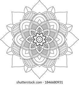 Easy Mandala coloring book simple and basic for beginners, seniors and children. Set of Mehndi flower pattern for Henna drawing and tattoo. Decoration in ethnic oriental, Indian style.