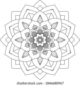 Easy Mandala coloring book simple and basic for beginners, seniors and children. Set of Mehndi flower pattern for Henna drawing and tattoo. Decoration in ethnic oriental, Indian style.