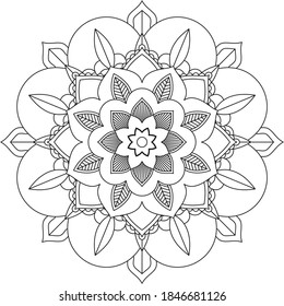 Einfach Mandala Farbbuch einfach und einfach für Anfänger, Senioren und Kinder. Set von Mehndi Blumenmuster für Henna Zeichnung und Tattoo. Dekoration im orientalischen, indischen Stil.