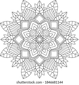 Easy Mandala coloring book simple and basic for beginners, seniors and children. Set of Mehndi flower pattern for Henna drawing and tattoo. Decoration in ethnic oriental, Indian style.