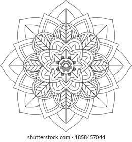 Easy Mandala coloring book simple and basic for beginners, seniors and children. Set of Mehndi flower pattern for Henna drawing and tattoo. Decoration in ethnic oriental, Indian style.
