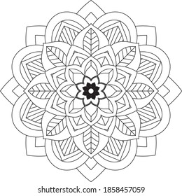 Easy Mandala coloring book simple and basic for beginners, seniors and children. Set of Mehndi flower pattern for Henna drawing and tattoo. Decoration in ethnic oriental, Indian style.