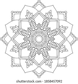 Easy Mandala coloring book simple and basic for beginners, seniors and children. Set of Mehndi flower pattern for Henna drawing and tattoo. Decoration in ethnic oriental, Indian style.