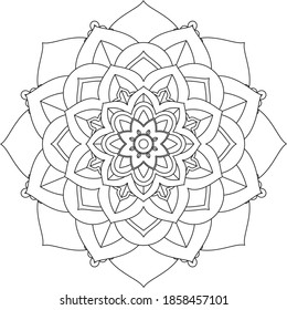 Easy Mandala coloring book simple and basic for beginners, seniors and children. Set of Mehndi flower pattern for Henna drawing and tattoo. Decoration in ethnic oriental, Indian style.