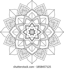 Easy Mandala coloring book simple and basic for beginners, seniors and children. Set of Mehndi flower pattern for Henna drawing and tattoo. Decoration in ethnic oriental, Indian style.