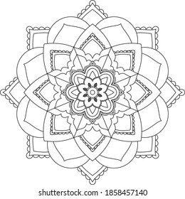 Un libro sencillo y sencillo para principiantes, adultos mayores y niños. Conjunto de motivos florales de Mehndi para el dibujo y tatuaje de Henna. Decoración de estilo étnico oriental, indio.