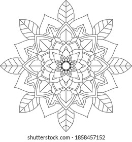 Easy Mandala coloring book simple and basic for beginners, seniors and children. Set of Mehndi flower pattern for Henna drawing and tattoo. Decoration in ethnic oriental, Indian style.