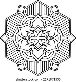 Easy Mandala coloring book simple and basic for beginners, seniors and children. Set of Mehndi flower pattern for Henna drawing and tattoo. Decoration in ethnic oriental, Indian style.