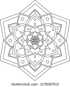 Easy Mandala coloring book simple and basic for beginners, seniors and children. Set of Mehndi flower pattern for Henna drawing and tattoo. Decoration in ethnic oriental, Indian style.
