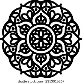 Easy Mandala coloring book simple and basic for beginners, seniors and children. Set of Mehndi flower pattern for Henna drawing and tattoo. Decoration in ethnic oriental, Indian style.