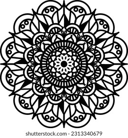 Easy Mandala coloring book simple and basic for beginners, seniors and children. Set of Mehndi flower pattern for Henna drawing and tattoo. Decoration in ethnic oriental, Indian style.