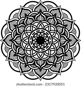 Easy Mandala coloring book simple and basic for beginners, seniors and children. Set of Mehndi flower pattern for Henna drawing and tattoo. Decoration in ethnic oriental, Indian style.