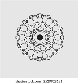 Livro de cores fácil Mandala simples e básico para iniciantes, idosos e crianças. Conjunto de padrão de flores Mehndi para Henna desenho e tatuagem. Decoração em estilo étnico oriental, indiano.