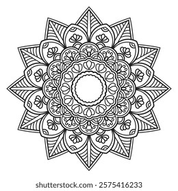 Easy Mandala coloring book simple and basic for beginners, seniors and children. Set of Mehndi flower pattern for Henna drawing and tattoo. Decoration in ethnic oriental, Indian style.