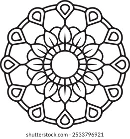 Einfache mandala Malvorlage für Erwachsene und Kinder. Einfaches Mandalas Schwarz-Weiß-Umrissdesign.