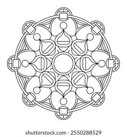 Easy Mandala Coloring Page for Adults - Simple Flower Mandala Coloring Pages - Simple Mandala Pattern Coloring Pages - Mandala Outline Easy.