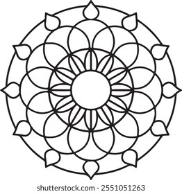 Einfache mandala Malvorlage für Erwachsene und Kinder. Einfache Mandalas Malvorlagen.