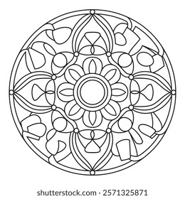 Easy Mandala Coloring Page for Adults - Simple Flower Mandala Coloring Pages - Simple Mandala Pattern Coloring Pages - Mandala Outline Easy.