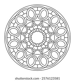 Easy Mandala Coloring Page for Adults - Simple Flower Mandala Coloring Pages - Simple Mandala Pattern Coloring Pages - Mandala Outline Easy.