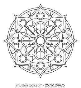 Easy Mandala Coloring Page for Adults - Simple Flower Mandala Coloring Pages - Simple Mandala Pattern Coloring Pages - Mandala Outline Easy.