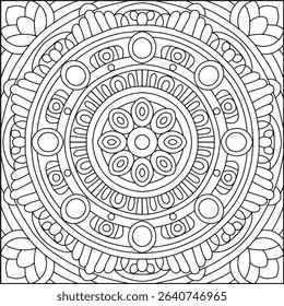 Easy Mandala Coloring Page | Bold Line Mandala Coloring Page