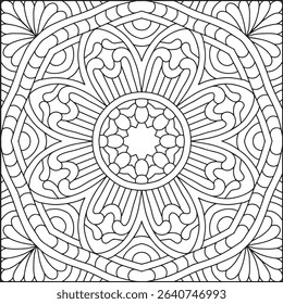 Easy Mandala Coloring Page | Bold Line Mandala Coloring Page