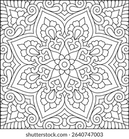 Easy Mandala Coloring Page | Bold Line Mandala Coloring Page