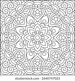 Easy Mandala Coloring Page | Bold Line Mandala Coloring Page