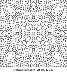 Easy Mandala Coloring Page | Bold Line Mandala Coloring Page