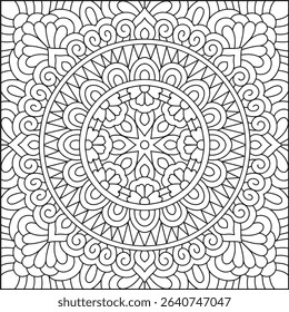 Easy Mandala Coloring Page | Bold Line Mandala Coloring Page