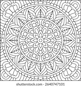 Easy Mandala Coloring Page | Bold Line Mandala Coloring Page