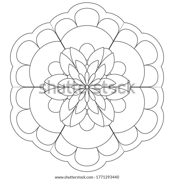 easy mandala coloring page design adults stock vector