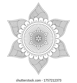 Easy Mandala Coloring page on white background