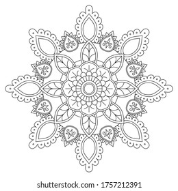 Easy Mandala Coloring page on white background