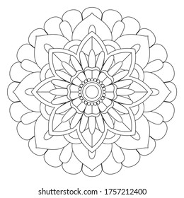 Página de color de Mandala fácil sobre fondo blanco
