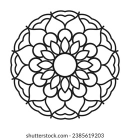 easy mandala coloring pages - simple mandalas black and white outline - mandala coloring pages for adult - mandala art hand drawing doodle 