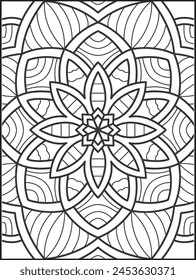 Easy mandala coloring pages - Simple Mandala Black and white outline - mandalas coloring pages for adults