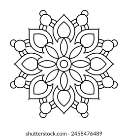 easy mandala design for adults and kids coloring book, creative mandala art
