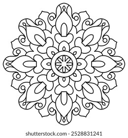 easy mandala design for adults and kids coloring book, mandala art for henna, wall art and tattoo design

