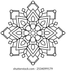 Einfaches Mandala-Design für Erwachsene und Kinder Malbuch, Mandala-Kunst für Wandkunst, Henna und Tattoo-Design
