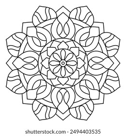 easy mandala design with clean lines for coloring book, creative mandala art, mandala design for adults coloring book

