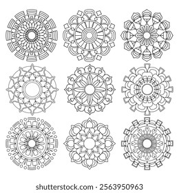 easy mandala design with clean lines for coloring book, tattoo and henna design, creative mandala art, mandala design for adults coloring book
