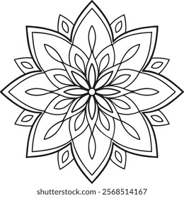 easy mandala design with clean lines for coloring book, tattoo and henna design, creative mandala art, mandala design for adults coloring book