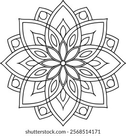 easy mandala design with clean lines for coloring book, tattoo and henna design, creative mandala art, mandala design for adults coloring book